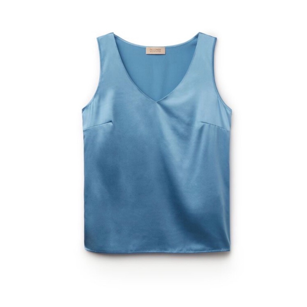 Falconeri 
Silk V-Neck Tank Top Blue